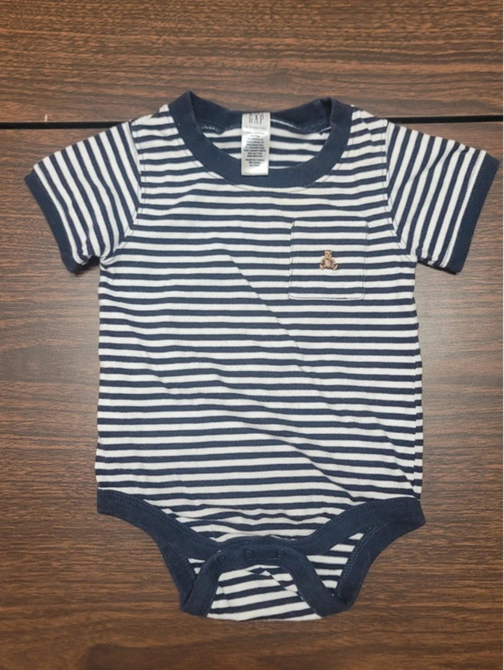 GAP striped body suit with embroidered bear logo